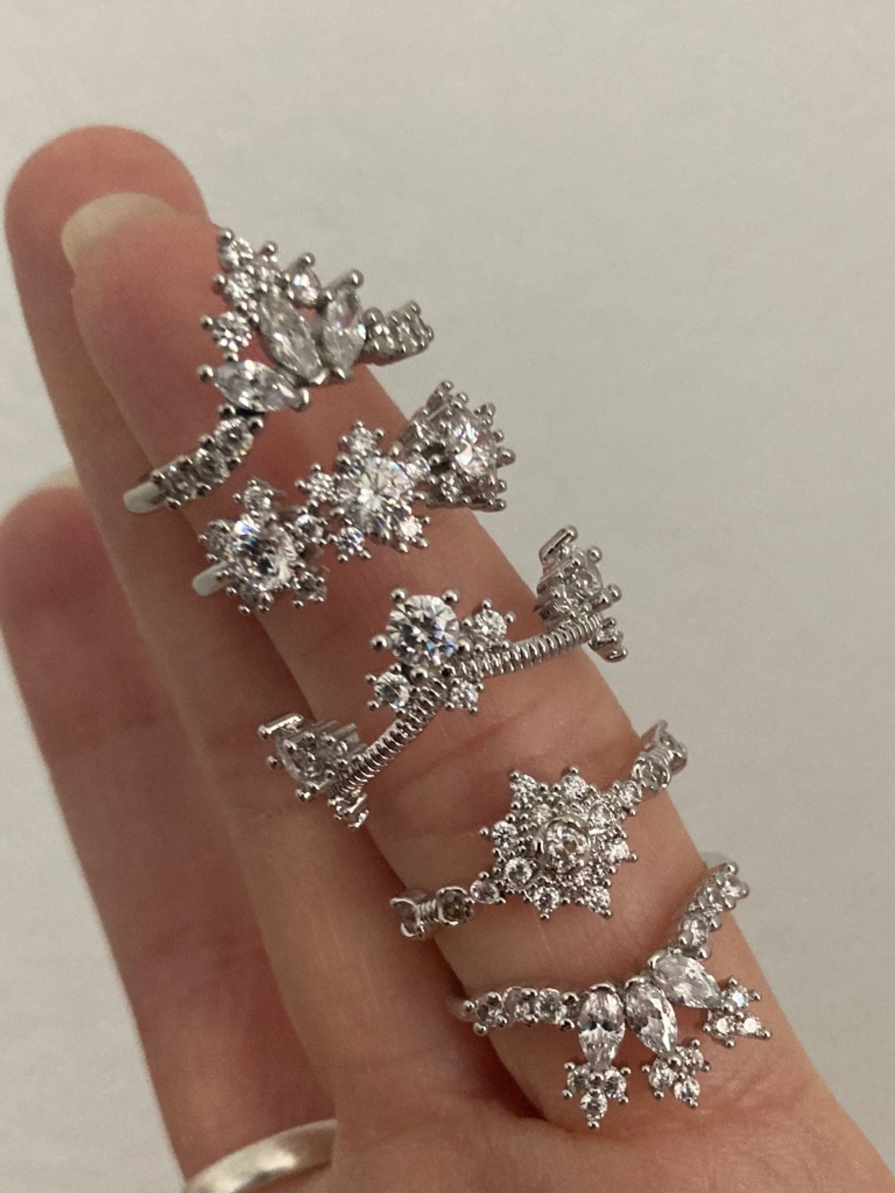 Vanessa Mooney SZ7 Ring SET Silver Stackable layering cocktail Rings Silver Set